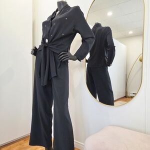 Vintage Lawrence Dress 2-Piece Set – Black Pants & Embellished Top - fits small